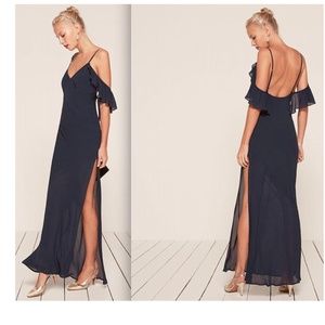Reformation long navy bridesmaid dress w/tags